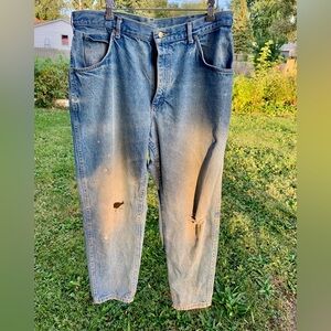Vtg 70s 80s LEE JEANS MADE IN USA Men’s 36x30 Skyriders Distressed Torn Stained